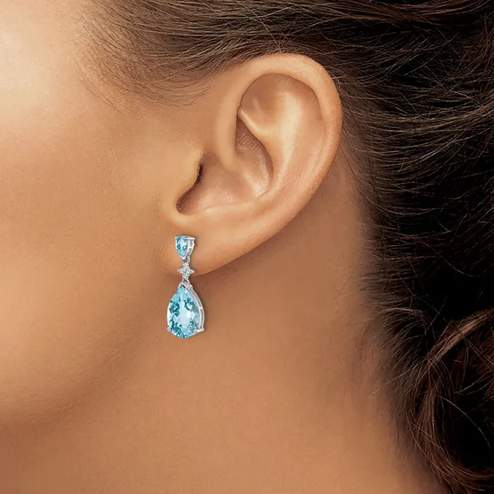 Sterling Silver Rhodium Plated Blue and White Topaz Earrings Goldia Earrings