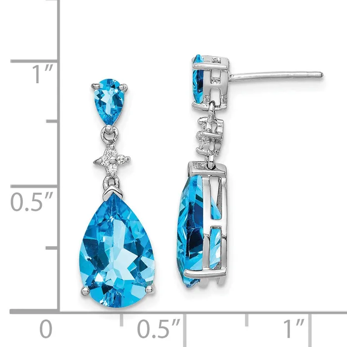 Sterling Silver Rhodium Plated Blue and White Topaz Earrings Goldia Earrings