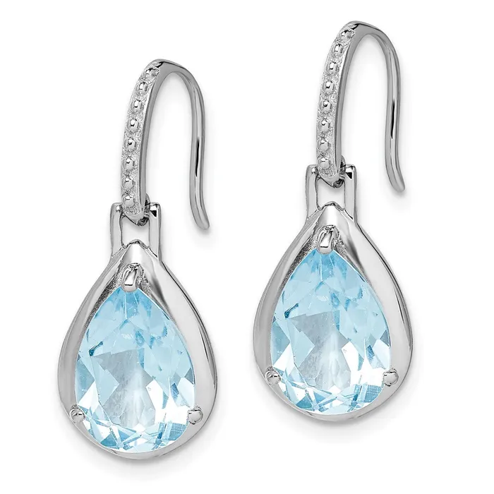 Sterling Silver Rhodiumplated Blue Topaz Teardrop Dangle Earrings Goldia Earrings