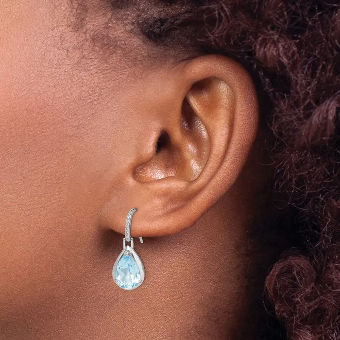 Sterling Silver Rhodiumplated Blue Topaz Teardrop Dangle Earrings Goldia Earrings