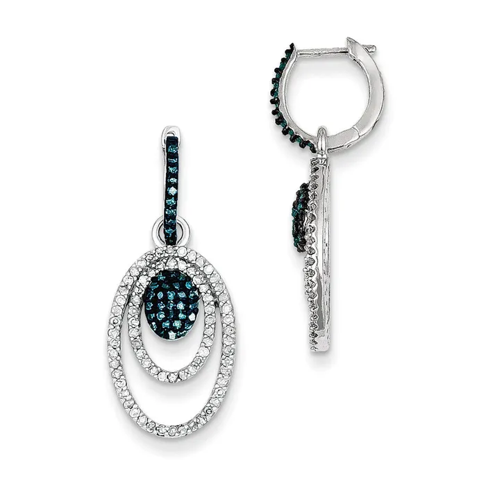 Sterling Silver Rhodium Plated Blue u0026 White Diamond Oval Earrings Goldia Earrings Sterling Silver Rhodium Plated Blue u0026 White Diamond Oval Earrings Goldia Earrings