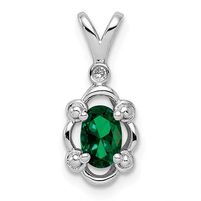 Sterling Silver Rhodiumplated Created Emerald u0026 Diamond Pendant Goldia Necklaces Sterling Silver Rhodiumplated Created Emerald u0026 Diamond Pendant Goldia Necklaces