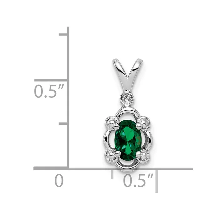 Sterling Silver Rhodiumplated Created Emerald u0026 Diamond Pendant Goldia Necklaces
