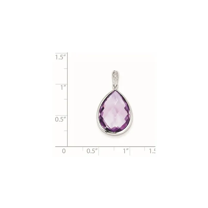Sterling Silver Rhodium Plated Diamond Amethyst Pendant Goldia Necklaces