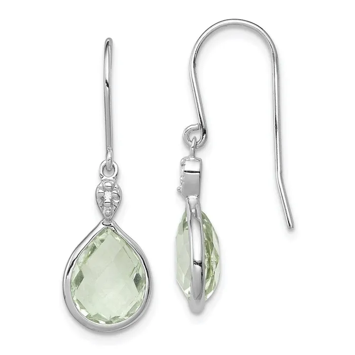 Sterling Silver Rhodium Plated Diamond Green Quartz Earrings Goldia Earrings Sterling Silver Rhodium Plated Diamond Green Quartz Earrings Goldia Earrings