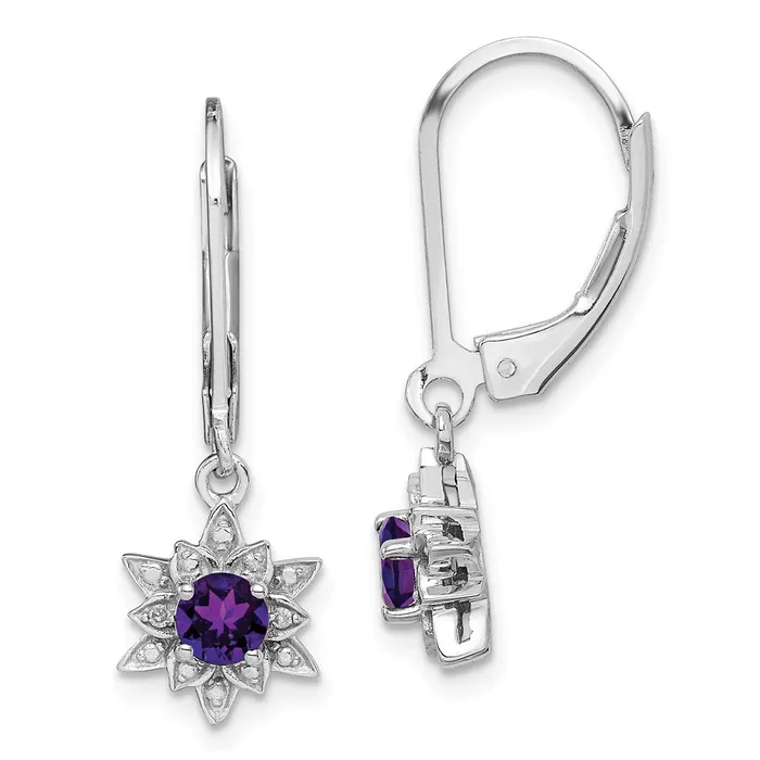 Sterling Silver Rhodiumplated Diamond u0026 Amethyst Earrings Goldia Earrings