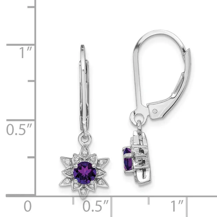 Sterling Silver Rhodiumplated Diamond u0026 Amethyst Earrings Goldia Earrings