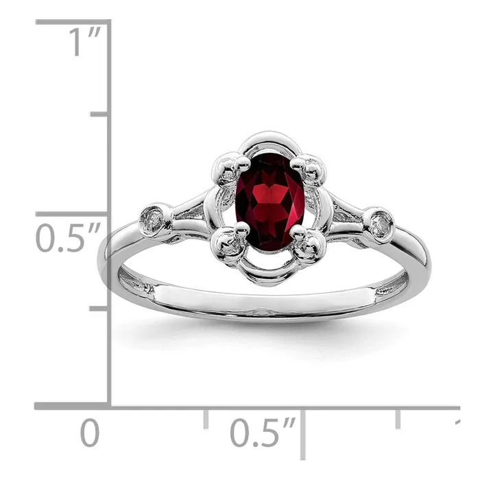 Sterling Silver Rhodiumplated Garnet u0026 Diamond Ring Goldia Rings