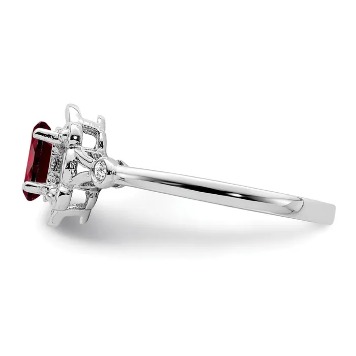 Sterling Silver Rhodiumplated Garnet u0026 Diamond Ring Goldia Rings