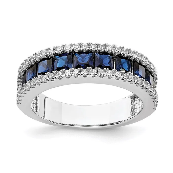 Sterling Silver Rhodiumplated Synthetic Blue Spinel u0026 CZ Ring Goldia Rings Sterling Silver Rhodiumplated Synthetic Blue Spinel u0026 CZ Ring Goldia Rings