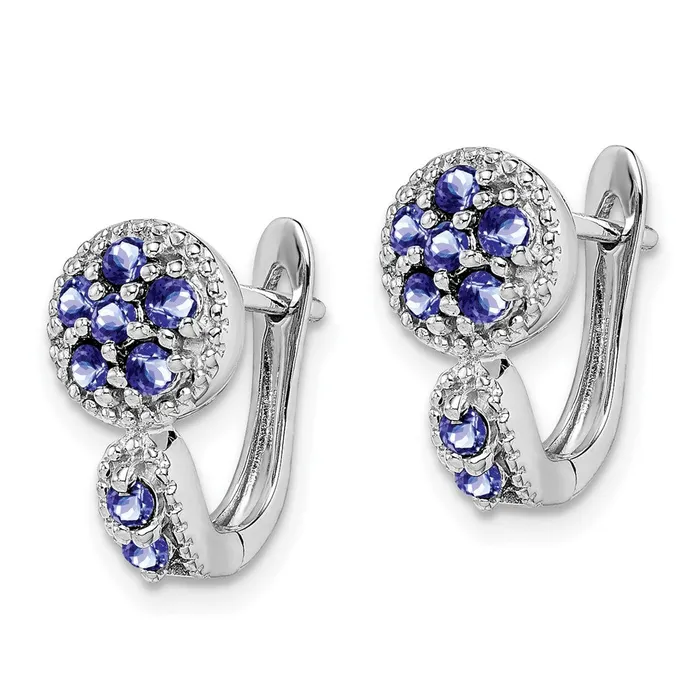 Sterling Silver Rhodiumplated Tanzanite Circle Hinged Earrings Goldia Earrings