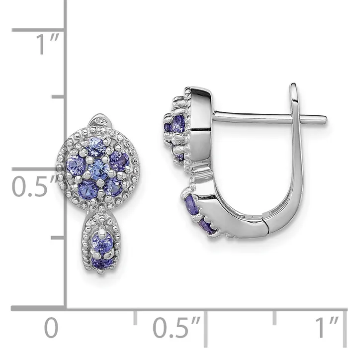 Sterling Silver Rhodiumplated Tanzanite Circle Hinged Earrings Goldia Earrings