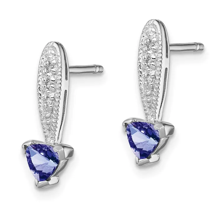 Sterling Silver Rhodiumplated Tanzanite u0026 Diamond Earrings Goldia Earrings