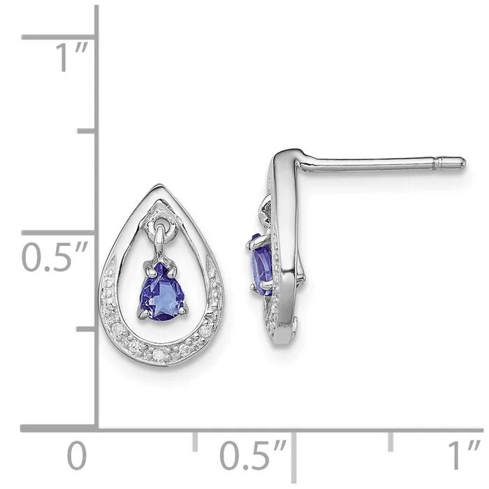 Sterling Silver Rhodiumplated Tanzanite u0026 Diamond Earrings Goldia Earrings