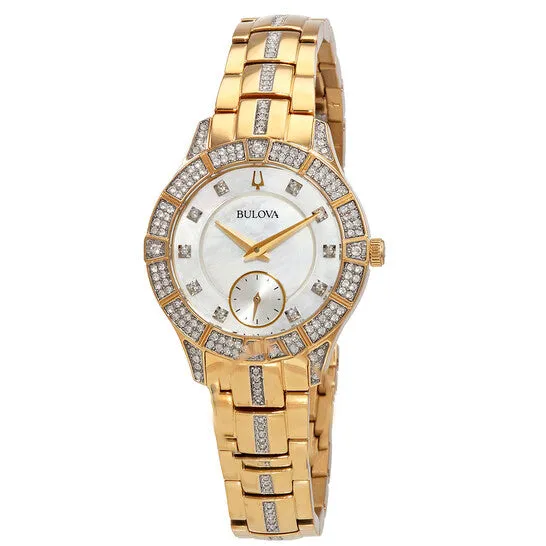 Watches JMS always Original Bulova Quartz Diamond Crystal Mother of Pearl Dial Ladies Watch 98L283 Watches JMS always Original Bulova Quartz Diamond Crystal Mother of Pearl Dial Ladies Watch 98L283