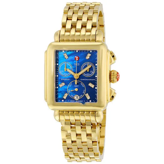 Watches Original Michele Deco Chronograph Blue Mother of Pearl Dial Goldplated Ladies Watch MWW06P000221 JMS always Watches Original Michele Deco Chronograph Blue Mother of Pearl Dial Goldplated Ladies Watch MWW06P000221 JMS always