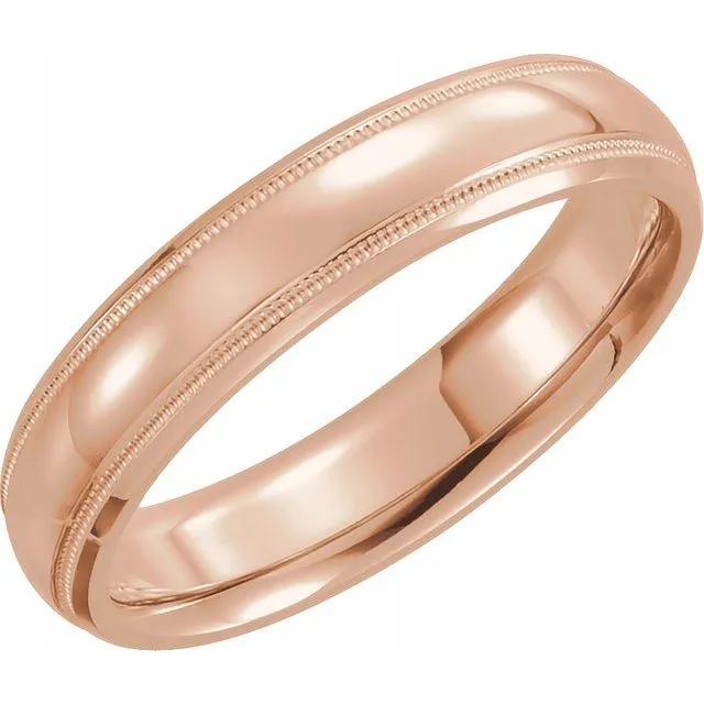 10K Rose Gold 5 mm Half Round ComfortFit Band With Milgrain TreasureFineJewelers Rings 10K Rose Gold 5 mm Half Round ComfortFit Band With Milgrain TreasureFineJewelers Rings