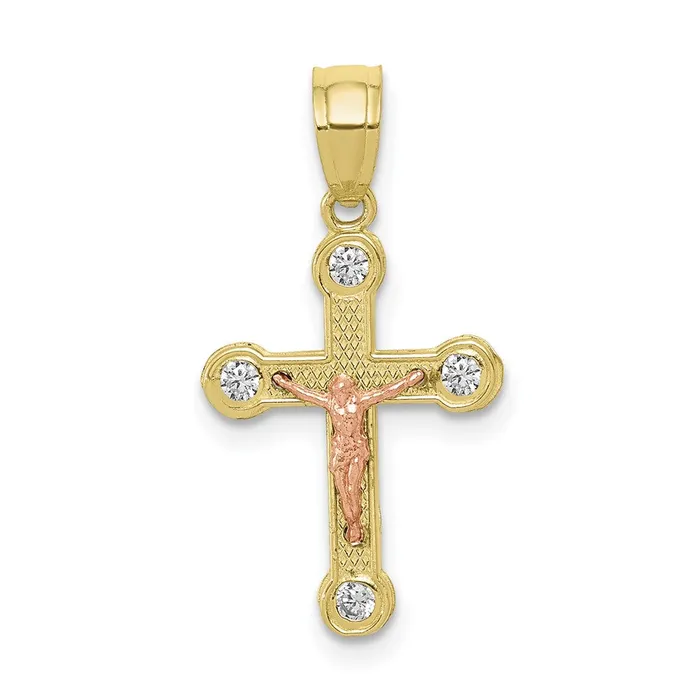 10k Twotone w White Rhodium Small CZ Crucifix Pendant TreasureFineJewelers Rings 10k Twotone w White Rhodium Small CZ Crucifix Pendant TreasureFineJewelers Rings