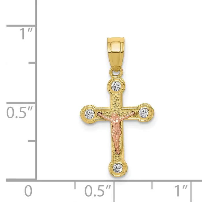 10k Twotone w White Rhodium Small CZ Crucifix Pendant TreasureFineJewelers Rings