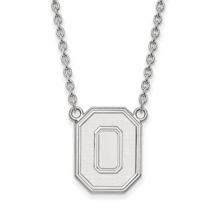 10K White Gold Ohio State University Large Pendant wilth Necklace TreasureFineJewelers Necklaces 10K White Gold Ohio State University Large Pendant wilth Necklace TreasureFineJewelers Necklaces