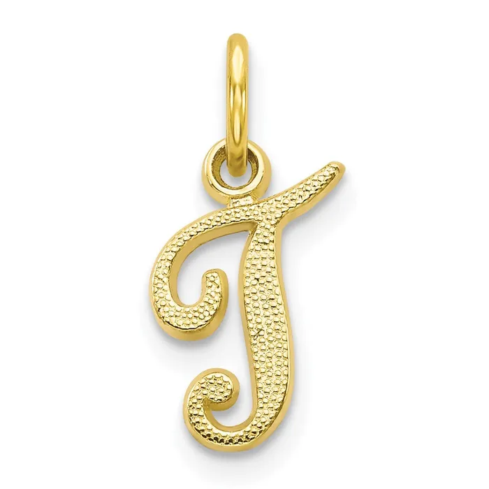 10k Yellow Gold Initial T Charm TreasureFineJewelers Charm Necklaces