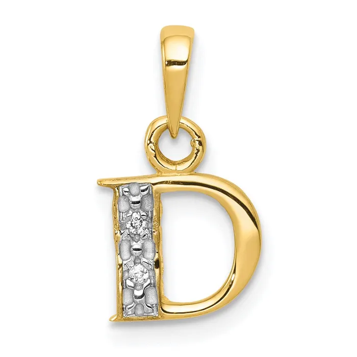 10k Yellow wRhodium and Rhodium Diamond Initial D Pendant TreasureFineJewelers Necklaces 10k Yellow wRhodium and Rhodium Diamond Initial D Pendant TreasureFineJewelers Necklaces