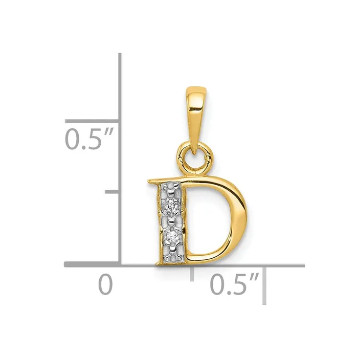 10k Yellow wRhodium and Rhodium Diamond Initial D Pendant TreasureFineJewelers Necklaces