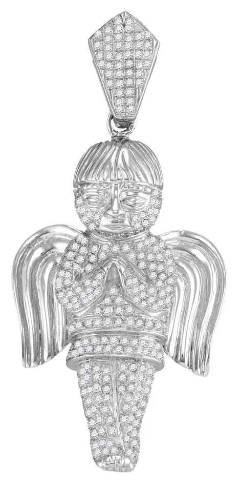 10kt White Gold Praying Angel Pendant Charm with Diamonds 134 Cttw North Arrow Shop Charm Necklaces 10kt White Gold Praying Angel Pendant Charm with Diamonds 134 Cttw North Arrow Shop Charm Necklaces