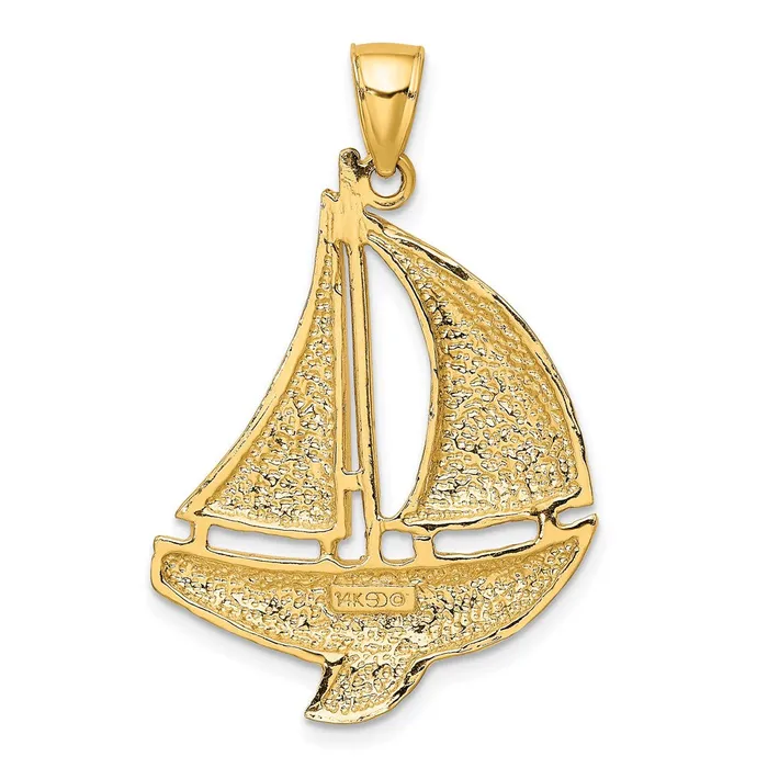 14K 2D Polished Sailboat Charm TreasureFineJewelers Charm Necklaces