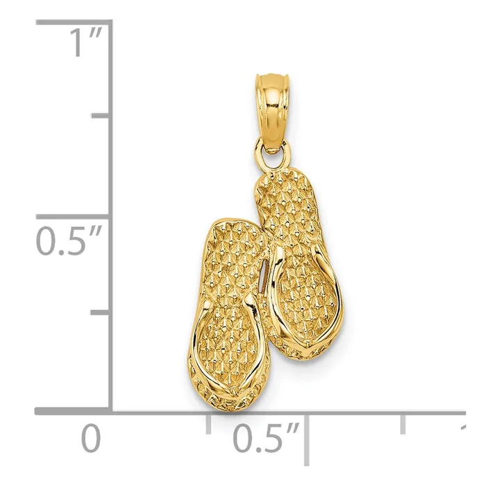 14k 3D CAPE COD Double FlipFlop Charm TreasureFineJewelers Charm Necklaces
