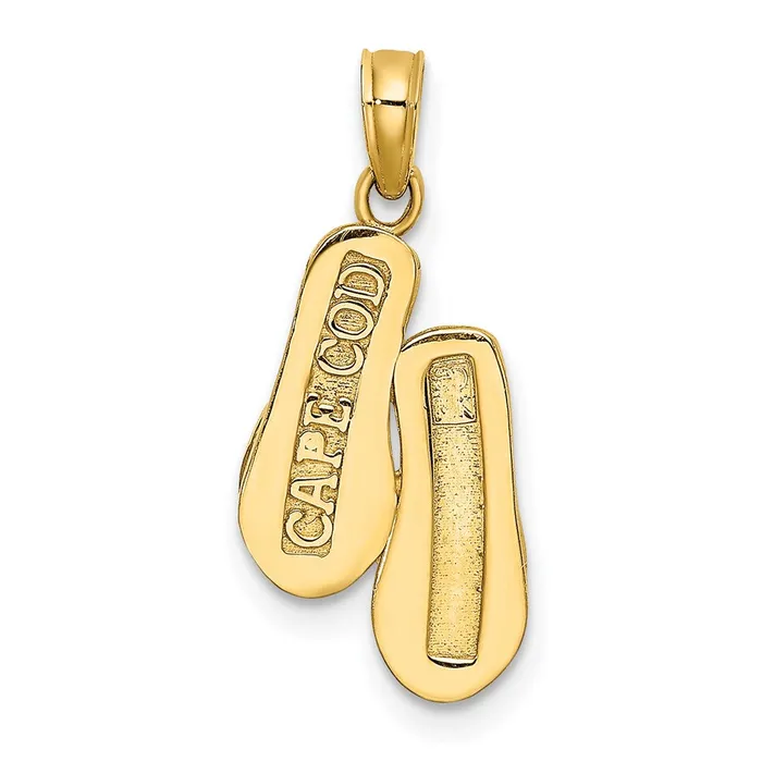 14k 3D CAPE COD Double FlipFlop Charm TreasureFineJewelers Charm Necklaces