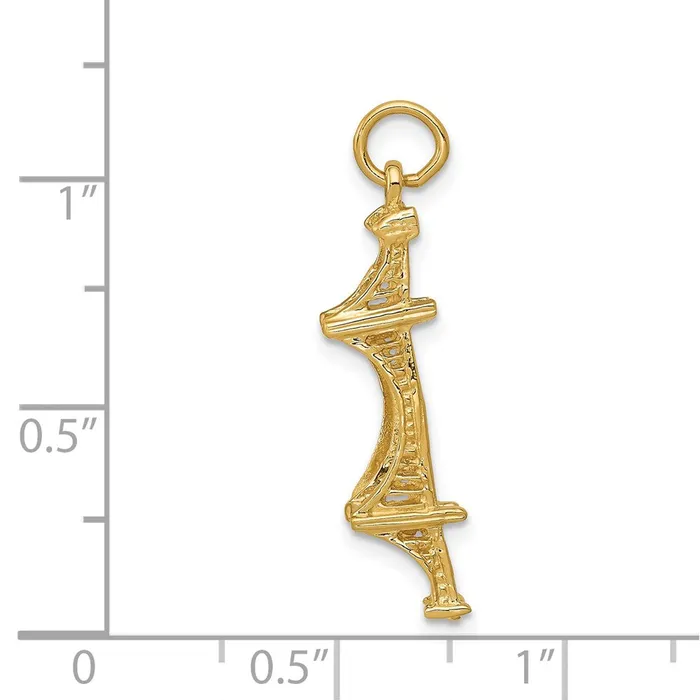 14k 3D Golden Gate Bridge Charm TreasureFineJewelers Charm Necklaces