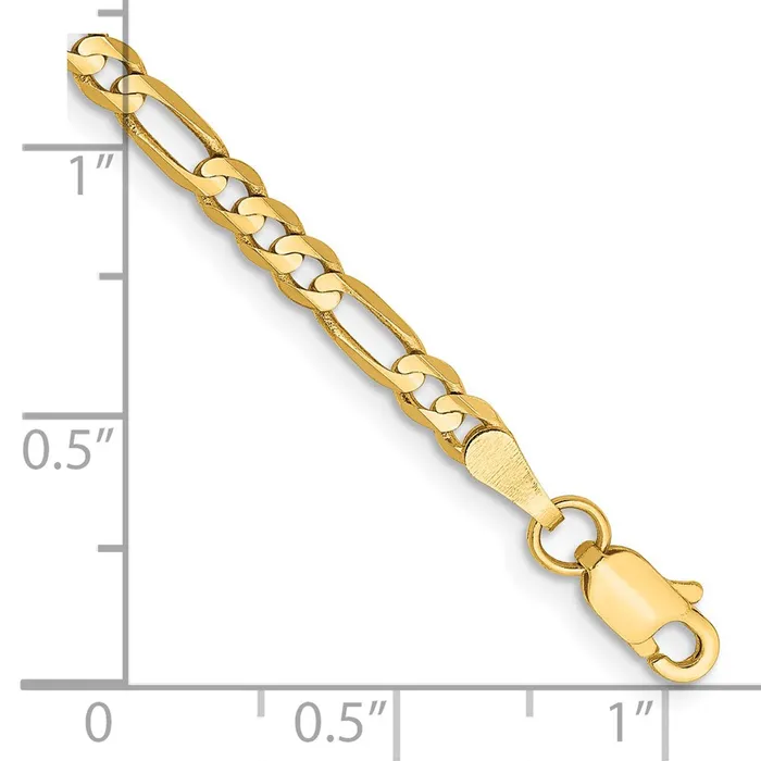 14K 7 inch 3mm Concave Open Figaro with Lobster Clasp Bracelet TreasureFineJewelers Bracelets