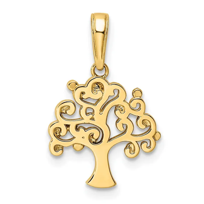14k and White Rhodium Diamondcut Tree of Life Pendant TreasureFineJewelers Necklaces