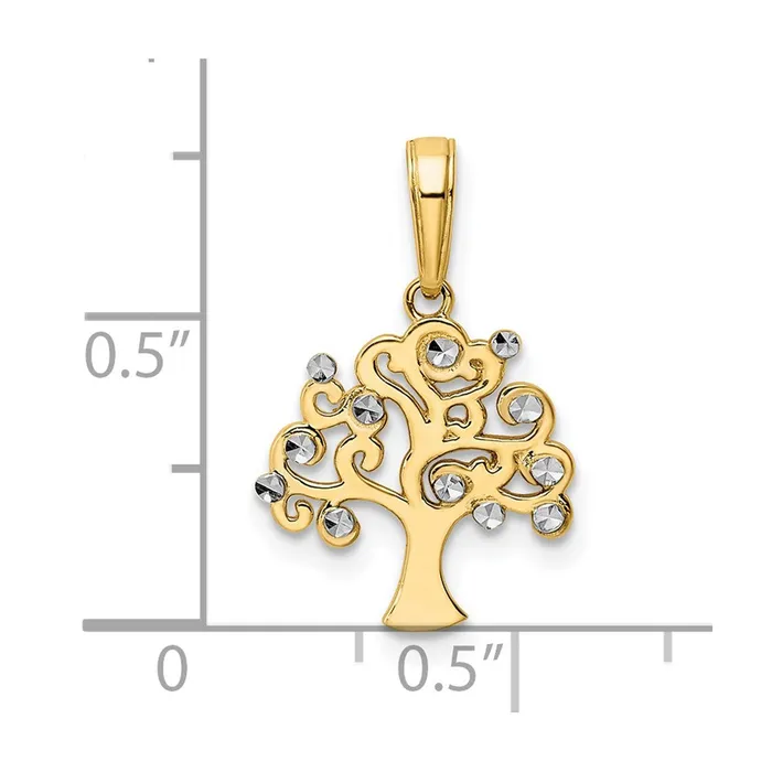 14k and White Rhodium Diamondcut Tree of Life Pendant TreasureFineJewelers Necklaces
