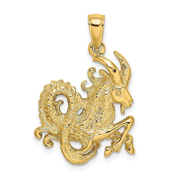 14k Large Capricorn Zodiac Charm TreasureFineJewelers Charm Necklaces