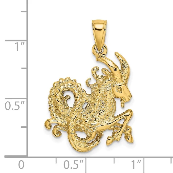 14k Large Capricorn Zodiac Charm TreasureFineJewelers Charm Necklaces
