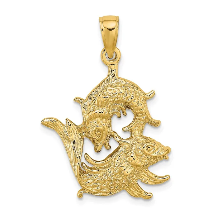 14k Large Pisces Zodiac Charm TreasureFineJewelers Charm Necklaces