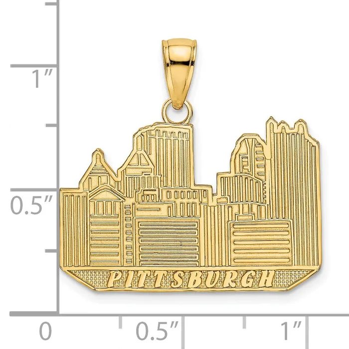 14K Pittsburgh Skyline Charm TreasureFineJewelers Charm Necklaces