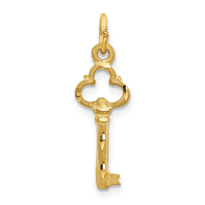 14K Polished Diamondcut 3D Key Charm TreasureFineJewelers Charm Necklaces 14K Polished Diamondcut 3D Key Charm TreasureFineJewelers Charm Necklaces
