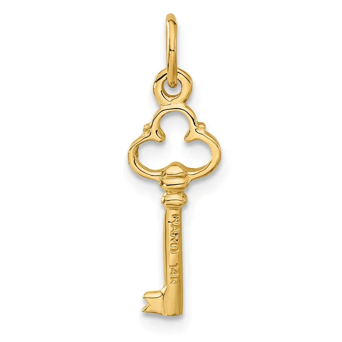 14K Polished Diamondcut 3D Key Charm TreasureFineJewelers Charm Necklaces