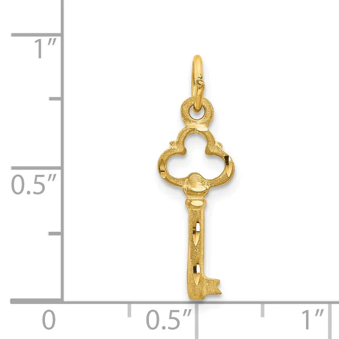 14K Polished Diamondcut 3D Key Charm TreasureFineJewelers Charm Necklaces