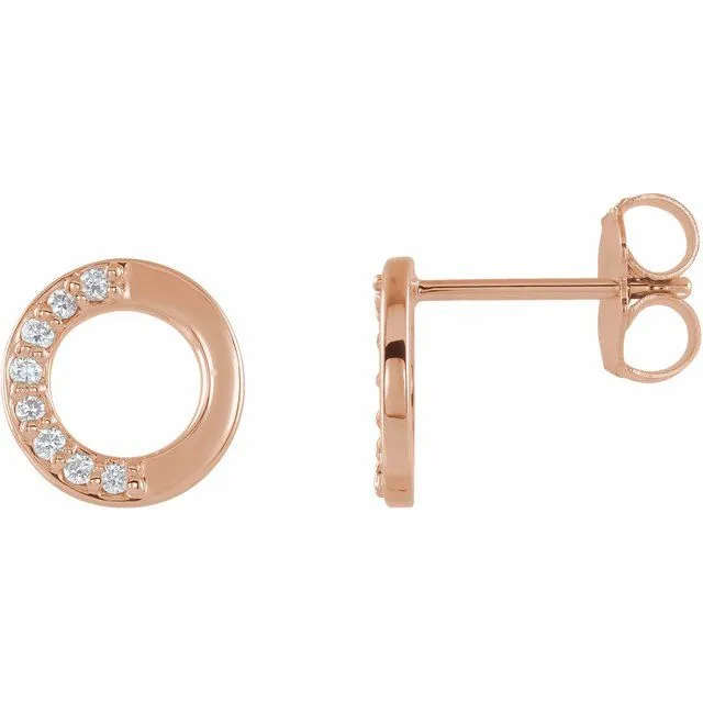 14K Rose 08 CTW Diamond Circle Earrings TreasureFineJewelers Earrings