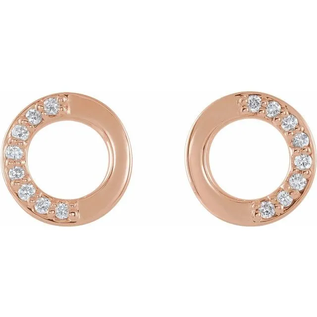 14K Rose 08 CTW Diamond Circle Earrings TreasureFineJewelers Earrings