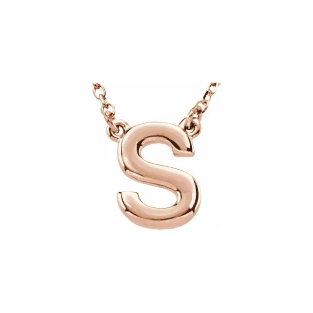 14K Rose Block Initial S 16 Necklace TreasureFineJewelers Necklaces