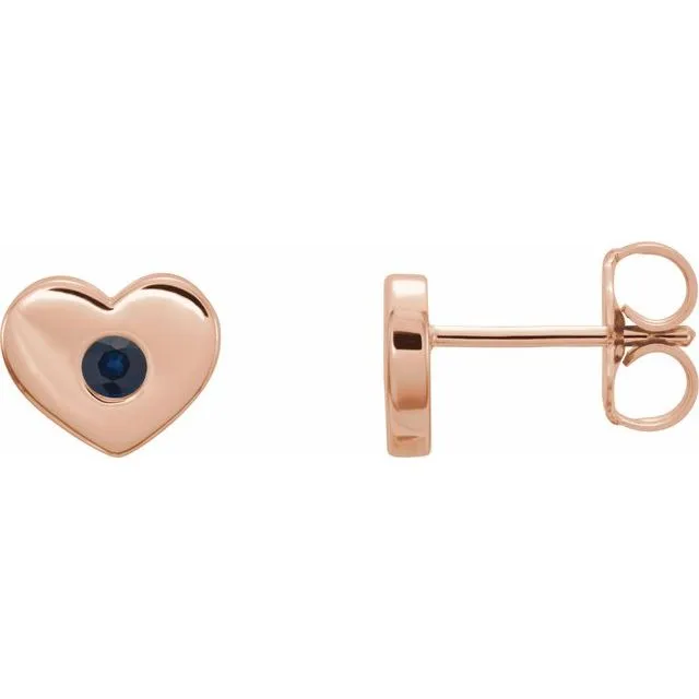 14K Rose Blue Sapphire Heart Earrings TreasureFineJewelers Earrings