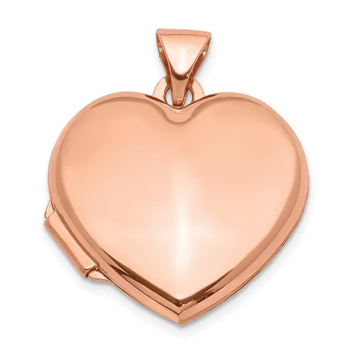 14k Rose Gold 18mm Domed Heart Locket TreasureFineJewelers Necklaces