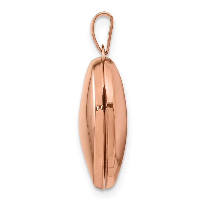 14k Rose Gold 18mm Domed Heart Locket TreasureFineJewelers Necklaces