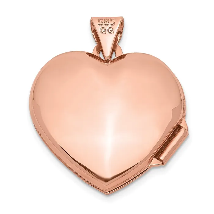 14k Rose Gold 18mm Domed Heart Locket TreasureFineJewelers Necklaces