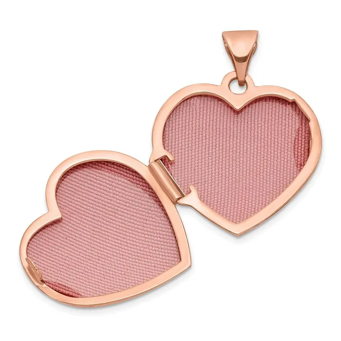 14k Rose Gold 18mm Domed Heart Locket TreasureFineJewelers Necklaces